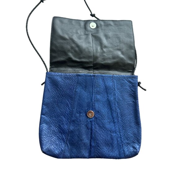 VINTAGE Blue Snake Embossed Leather Shoulder Bag - Picture 5 of 8